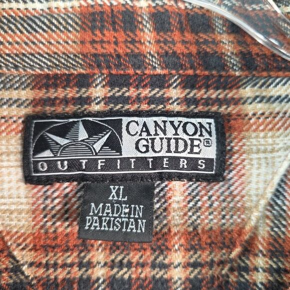 Canyon Guide Outfitters Plaid Flannel Long Sleeve Shirt Men's XL Rust Black - Picture 4 of 8